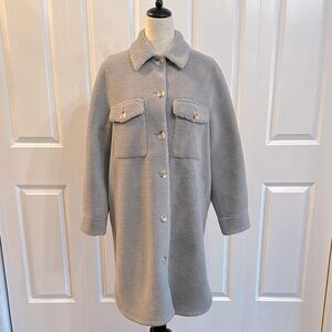Women's Grey Button-Up Coat